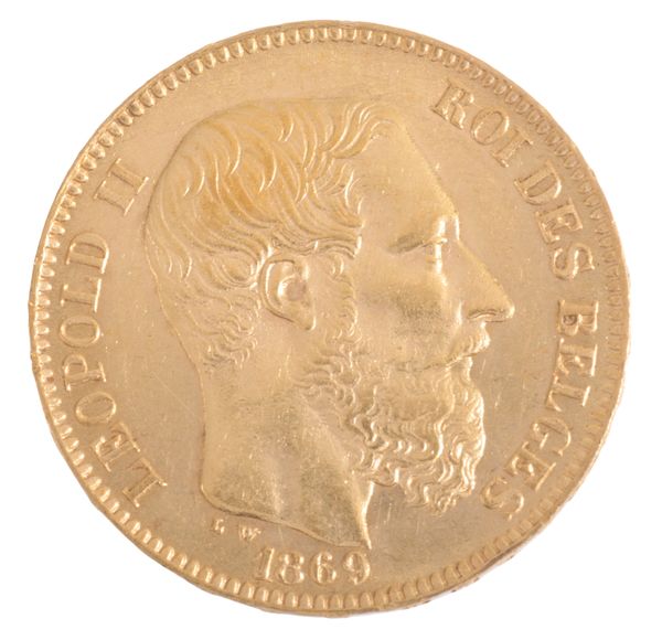 THE ROYAL MINT: 'MONARCHS OF EUROPE LEOPOLD II' GOLD 20 FRANCS COIN