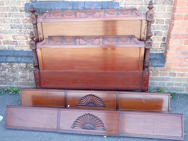 A MAHOGANY DOUBLE BED IN THE SHERATON REVIVAL STYLE