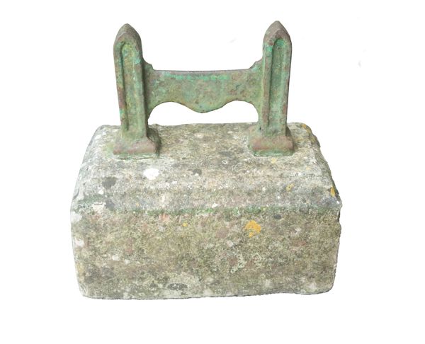 A VICTORIAN CAST IRON AND STONE BOOTSCRAPER