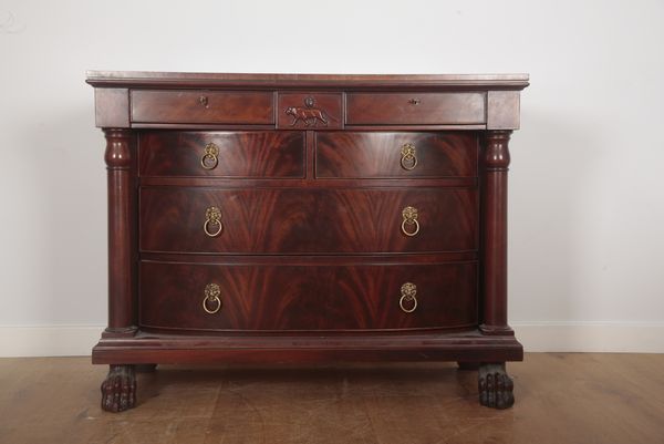 AN EMPIRE STYLE MAHOGANY CHEST OF DRAWERS BY RALPH LAUREN