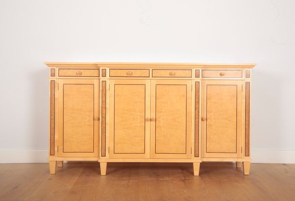 LINLEY: A SYCAMORE BREAKFRONT SIDEBOARD