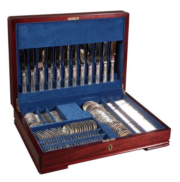 AN ELIZABETH II SILVER ATHENIAN PATTERN CUTLERY SERVICE