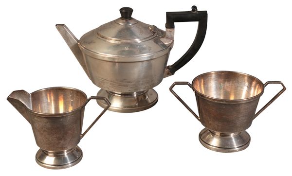 A GEORGE V SILVER THREE PIECE TEA SERVICE