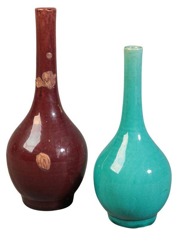 A CHINESE COPPER RED GLAZED BOTTLE VASE