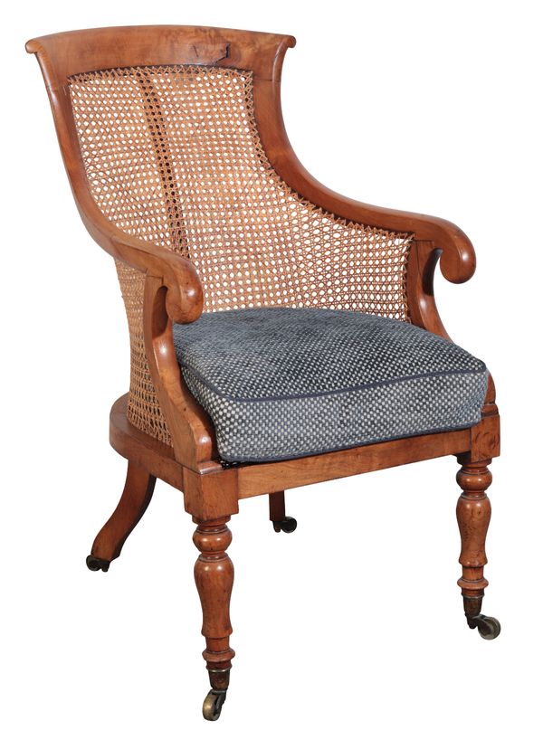 A REGENCY SATIN BIRCH ARMCHAIR