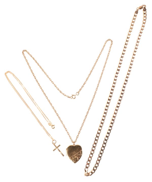 THREE 9CT GOLD NECKLACES