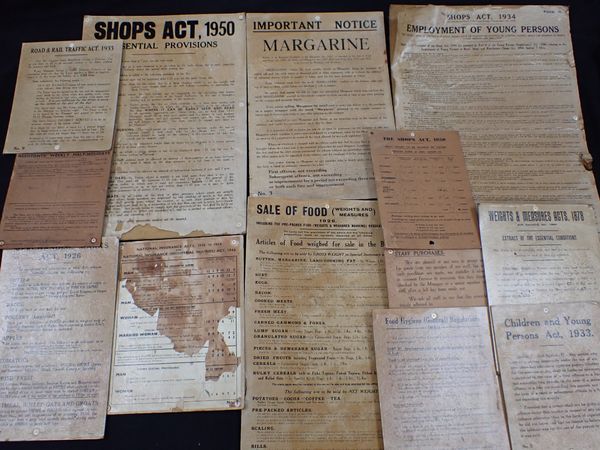 A COLLECTION OF 'SHOPS ACT' OFFICIAL PRINTED NOTICES