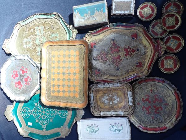 A COLLECTION OF FLORENTINE GILTWOOD TRAYS