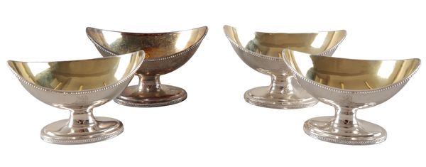 A SET OF FOUR GEORGE III SILVER TABLE SALTS