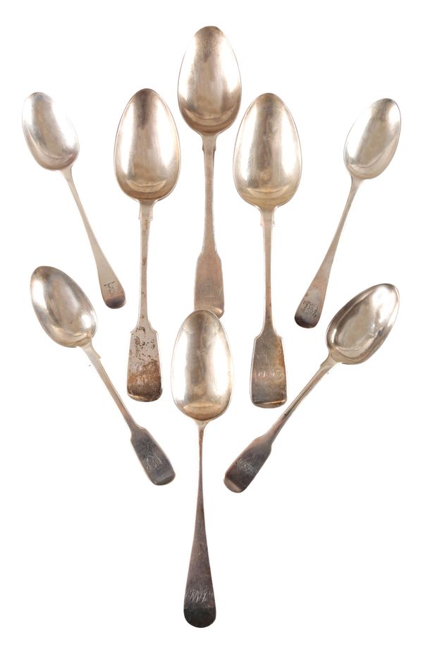 A PAIR OF VICTORIAN SILVER FIDDLE PATTERN TABLE SPOONS