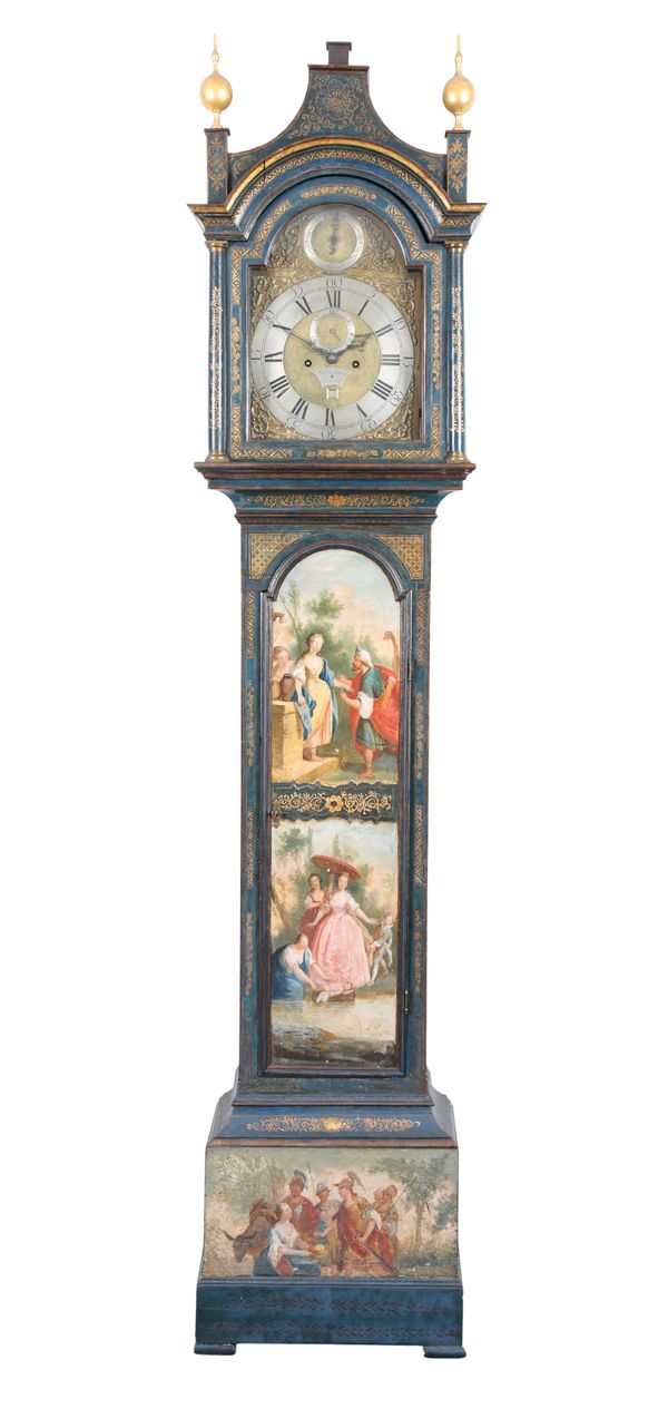 A GEORGE III POLYCHROME PAINTED LONGCASE CLOCK BY WILLIAM MASON OF LONDON