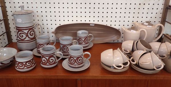 A LOTUS DEVON TERRACOTTA COFFEE SERVICE