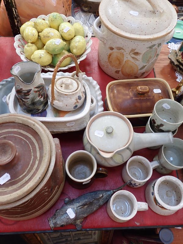 A BASKET OF CASA PUPO STYLE CERAMIC LEMONS