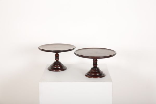 TWO VICTORIAN MAHOGANY CAKE OR CHEESE STANDS