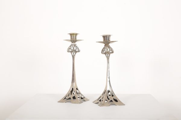 A PAIR OF ART NOUVEAU STYLE CANDLESTICKS