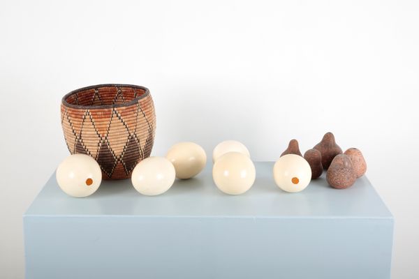 FIVE PERUVIAN CARVED GOURDS