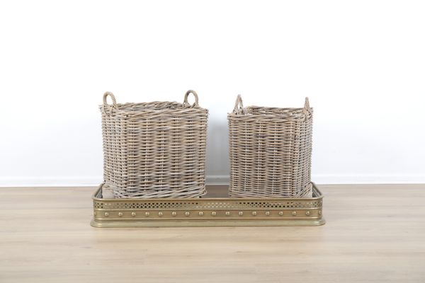 TWO COUNTRY HOUSE WICKER LOG BASKETS