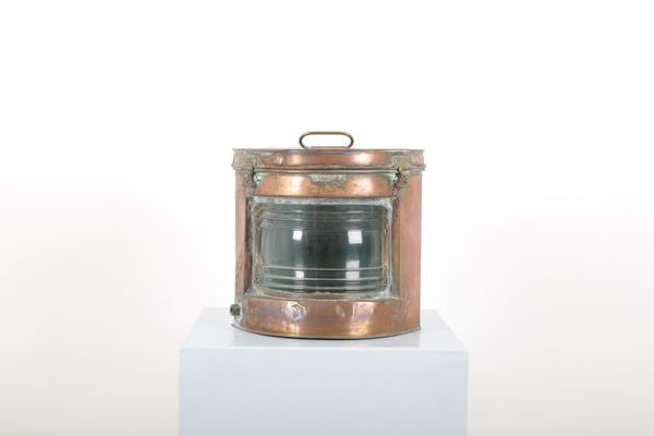 A COPPER AND BRASS SHIP'S 'STARBOARD' LIGHT OR LANTERN