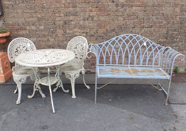 A REGENCY STYLE METAL GARDEN BENCH