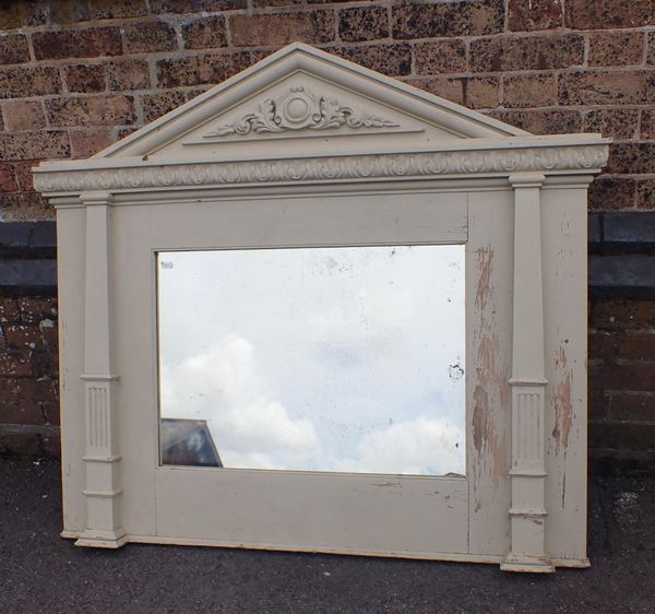 A 19th CENTURY ARCHITECTURAL STYLE OVERMANTEL MIRROR