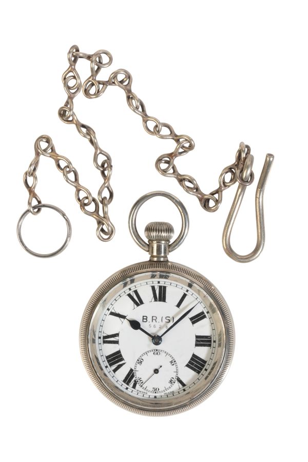 A GENTLEMAN'S SILVER-PLATED OPEN-FACE POCKET WATCH