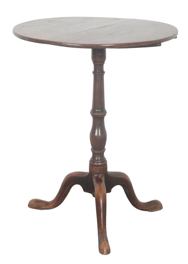 A GEORGE III OAK TRIPOD TABLE