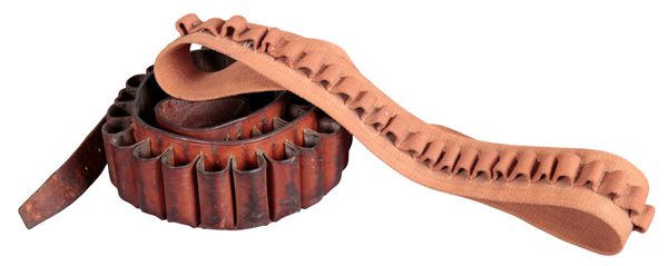 A 12-BORE LEATHER CARTRIDGE BELT