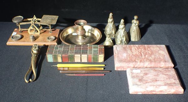 A VICTORIAN NOVELTY BRASS NUTCRACKER, A 'BOOK' PEN BOX