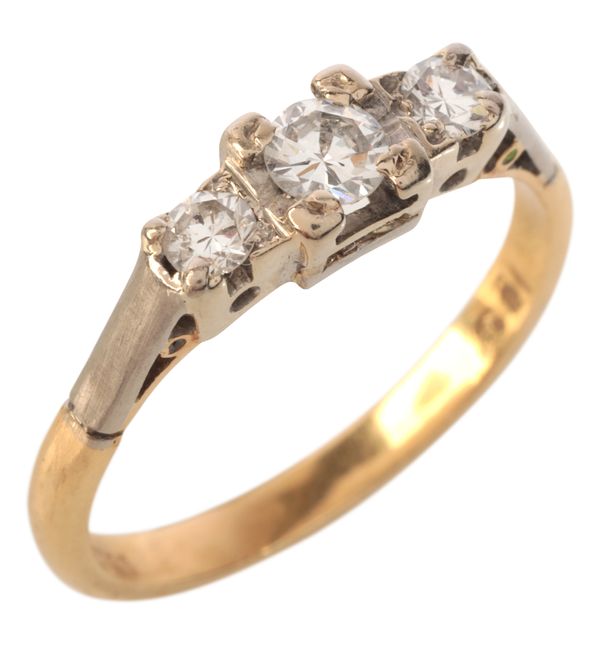 A DIAMOND THREE STONE RING