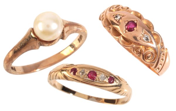 THREE GEM-SET RINGS