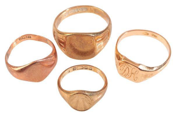 FOUR SIGNET RINGS