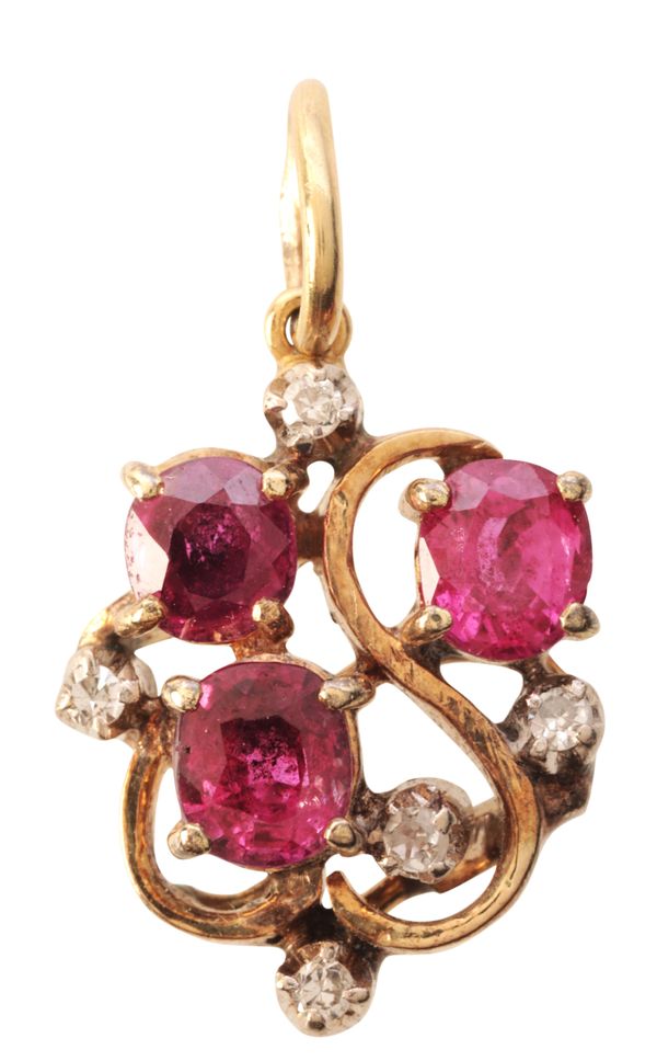 A RUBY AND DIAMOND PENDANT