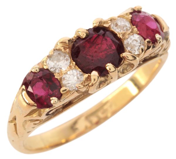 A RUBY AND DIAMOND RING