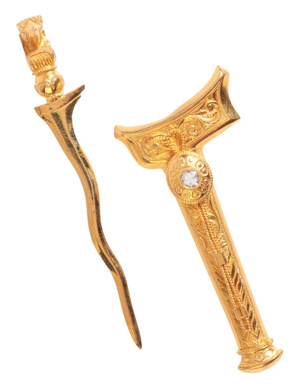 A DIAMOND TORAJA KERIS SWORD BROOCH