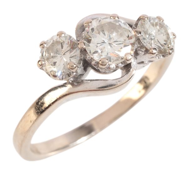 A DIAMOND THREE STONE RING