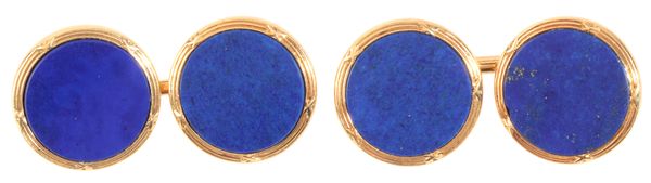 DEAKIN & FRANCIS: A PAIR OF LAPIS LAZULI CUFFLINKS