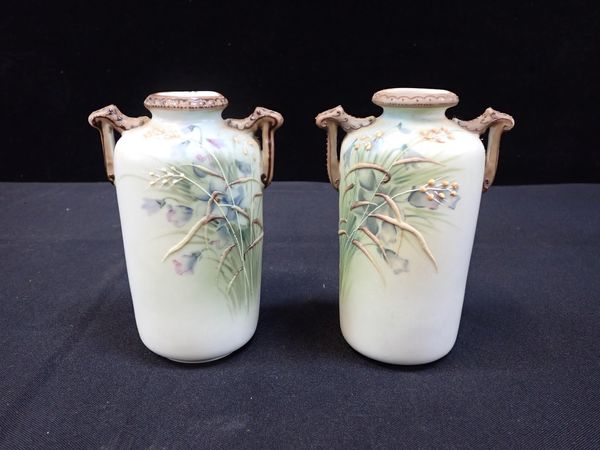 A PAIR NORITAKE BULLRUSH VASES