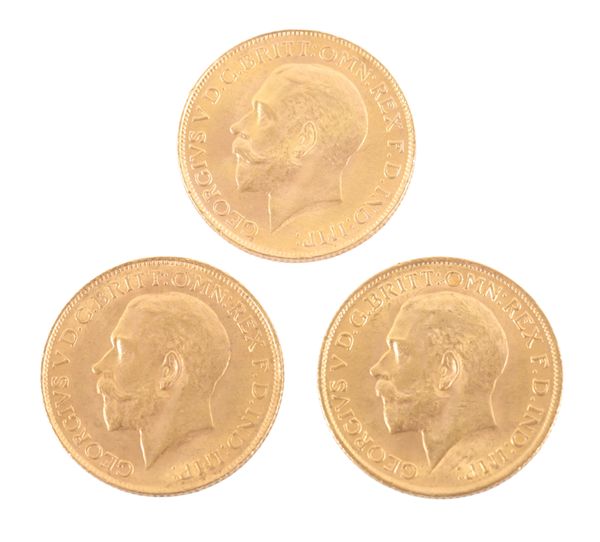 THREE GEORGE V GOLD SOVEREIGNS