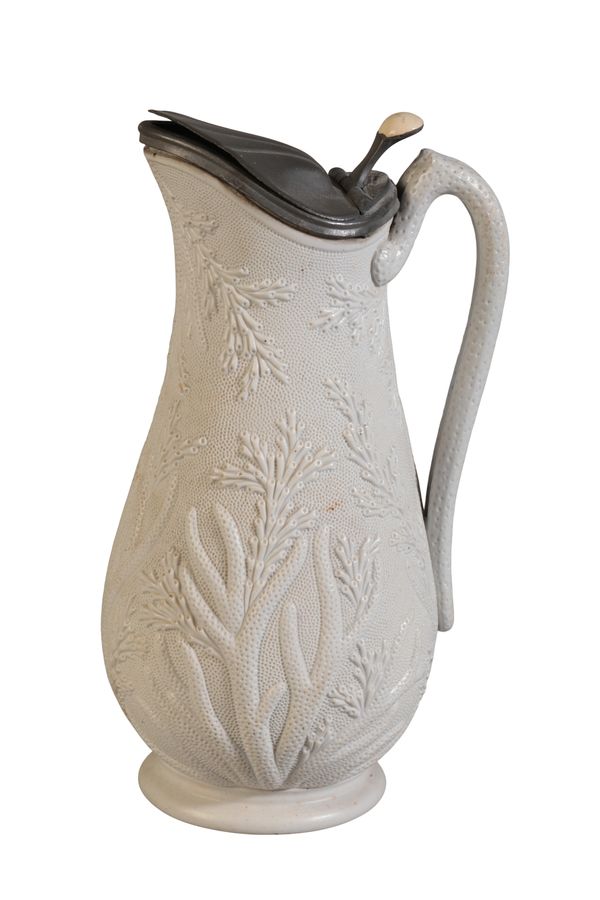 A BEECH AND HANCOCK CREAM POTTERY ‘CORAL’ JUG