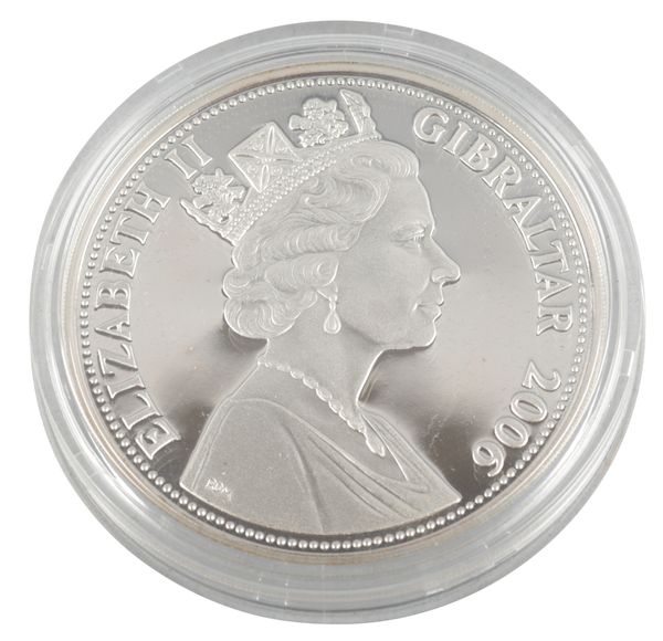 WESTMINSTER MINT: GIBRALTAR 2006 'QUEEN ELIZABETH II 80TH BIRTHDAY' 5OZ SILVER COIN