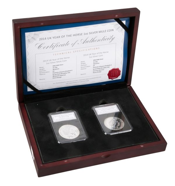 WESTMINSTER COLLECTION: A 2014 'YEAR OF THE HORSE' 1OZ SILVER TWO COIN SET