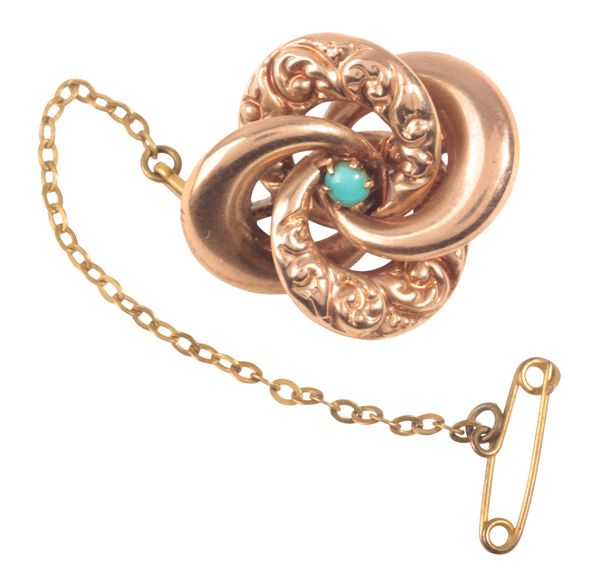 A 9CT GOLD TURQUOISE BROOCH