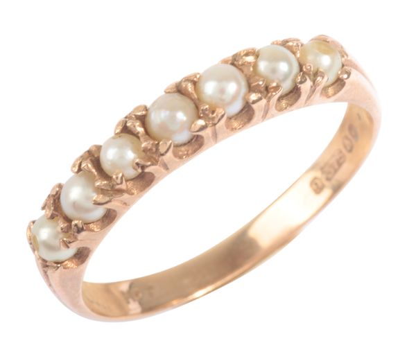 A PEARL FIVE STONE RING