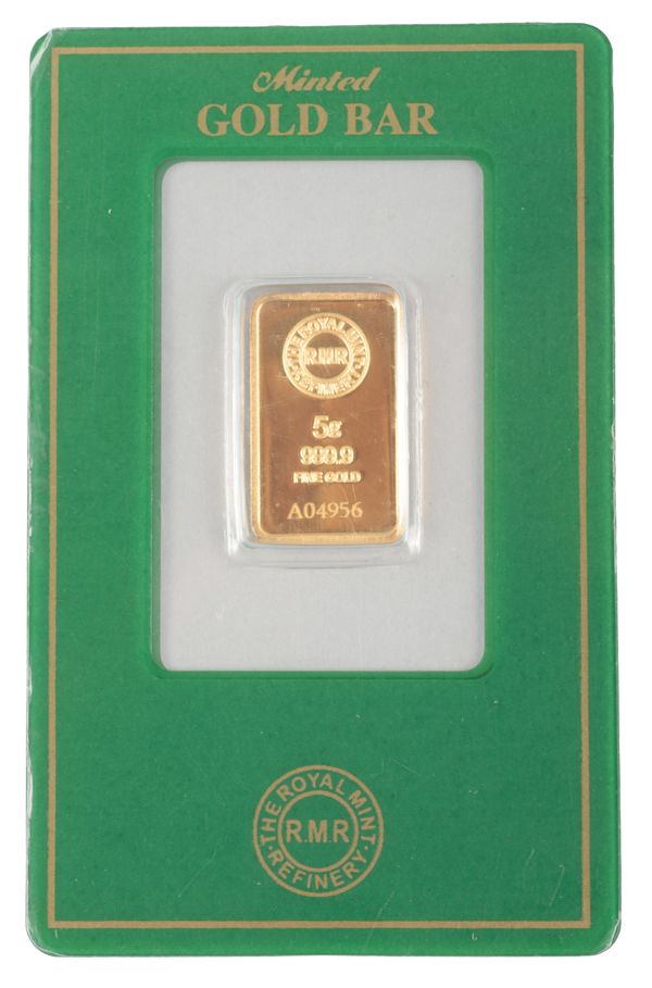 THE ROYAL MINT: A 5G GOLD BULLION MINTED BAR