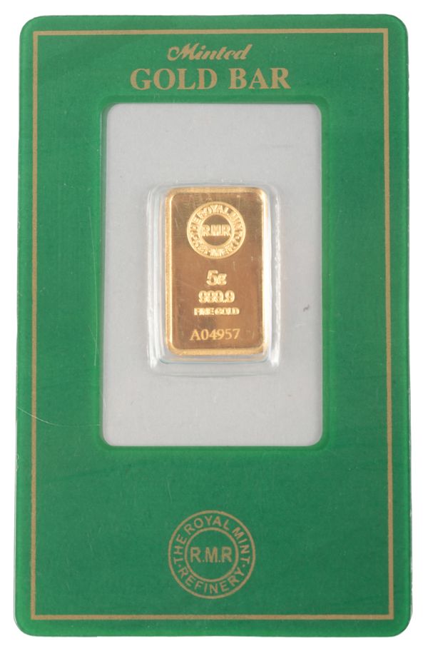 THE ROYAL MINT: A 5G GOLD BULLION MINTED BAR