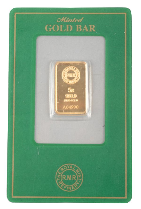 THE ROYAL MINT: A 5G GOLD BULLION MINTED BAR