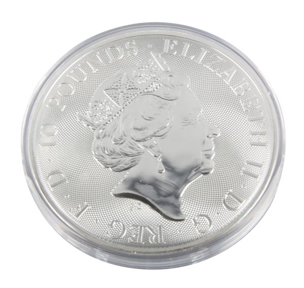 THE ROYAL MINT: A 'ROYAL TUDOR BEASTS - THE LION OF ENGLAND' TEN OUNCE FINE SILVER £10 COIN