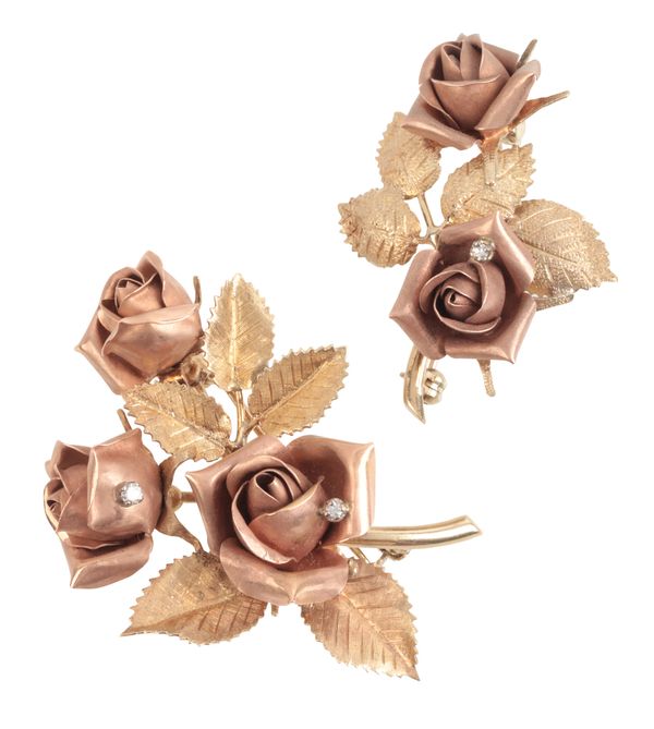 A DIAMOND ROSE BROOCH SUITE