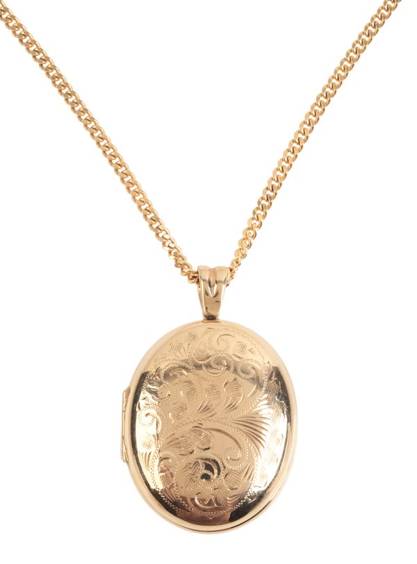 A 9CT GOLD BI-FOLD LOCKET PENDANT NECKLACE