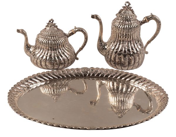 A HANAU GERMAN SILVER PART TEA SERVICE AND TRAY